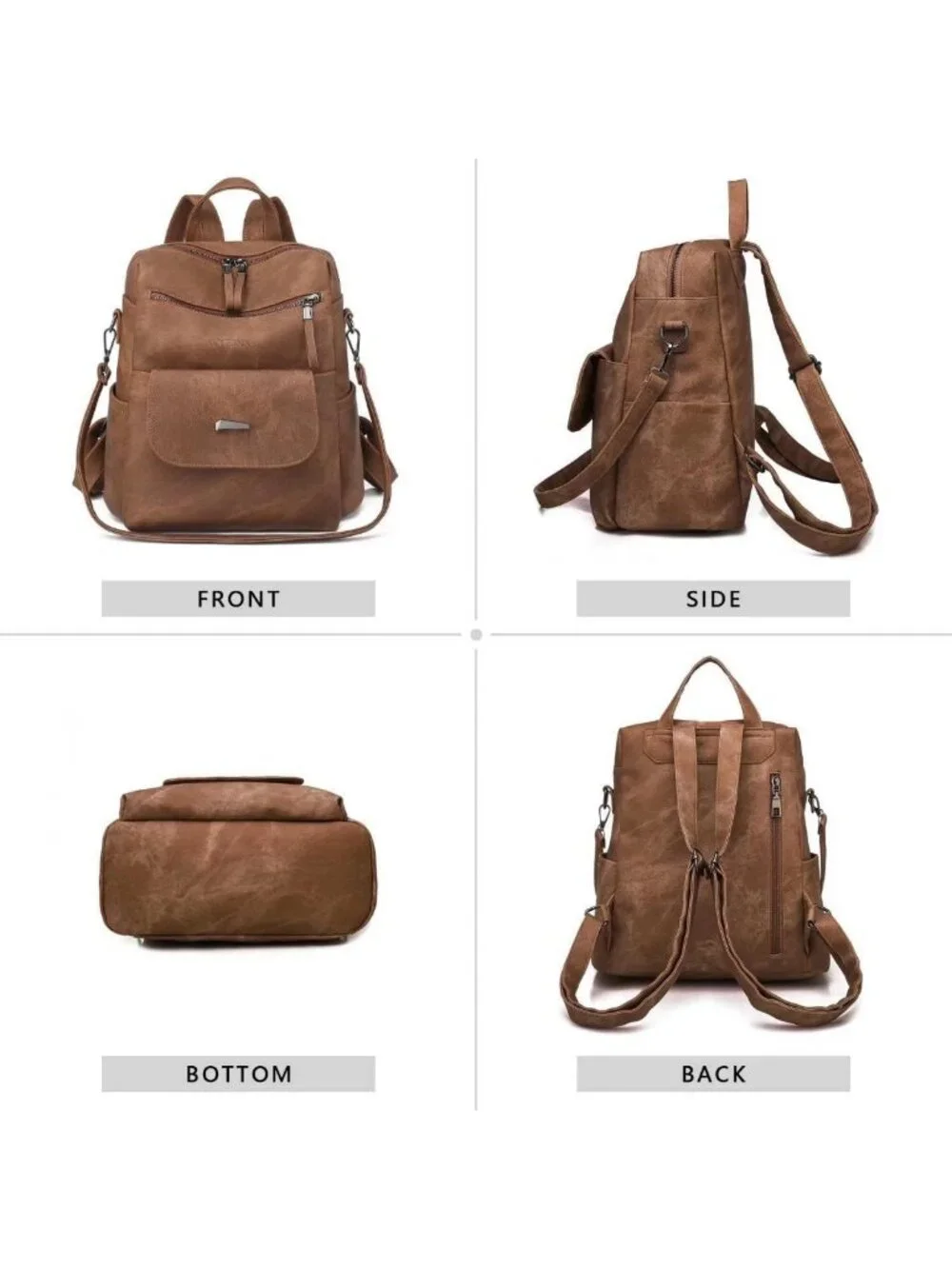 Stylish PU Leather Backpack Purse for Women | Versatile Handbag & Travel Bag
